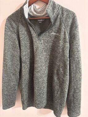 Eddie Bauer Men's Green Heather Quarter-Zip Sweater